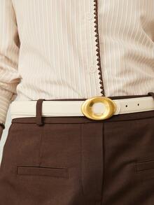 MOTF PREMIUM PRE-BEIGE LYCHEE PATTERN FASHIONABLE COMMUTER BELT - off-white - View 3
