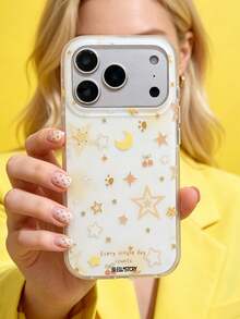 ShellaStory Casing Ponsel Motif Bintang dan Pita Lucu Kompatibel dengan iPhone 17 Pro Max 17 Pro 17 Pro 16 14 13 15 Pro Max 14 15 16 Plus 14 15 13 16 17 Casing Ponsel Motif Tidak Beraturan yang Menawan - Kuning - View 2