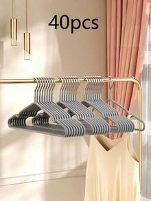 20/40/60/100 Pieces Non-Slip Coated Hangers, Soft Color Series, Lightweight Luxury, Clothes Organizer For Closet And Wardrobe, Storage Rack - Grey - View 14