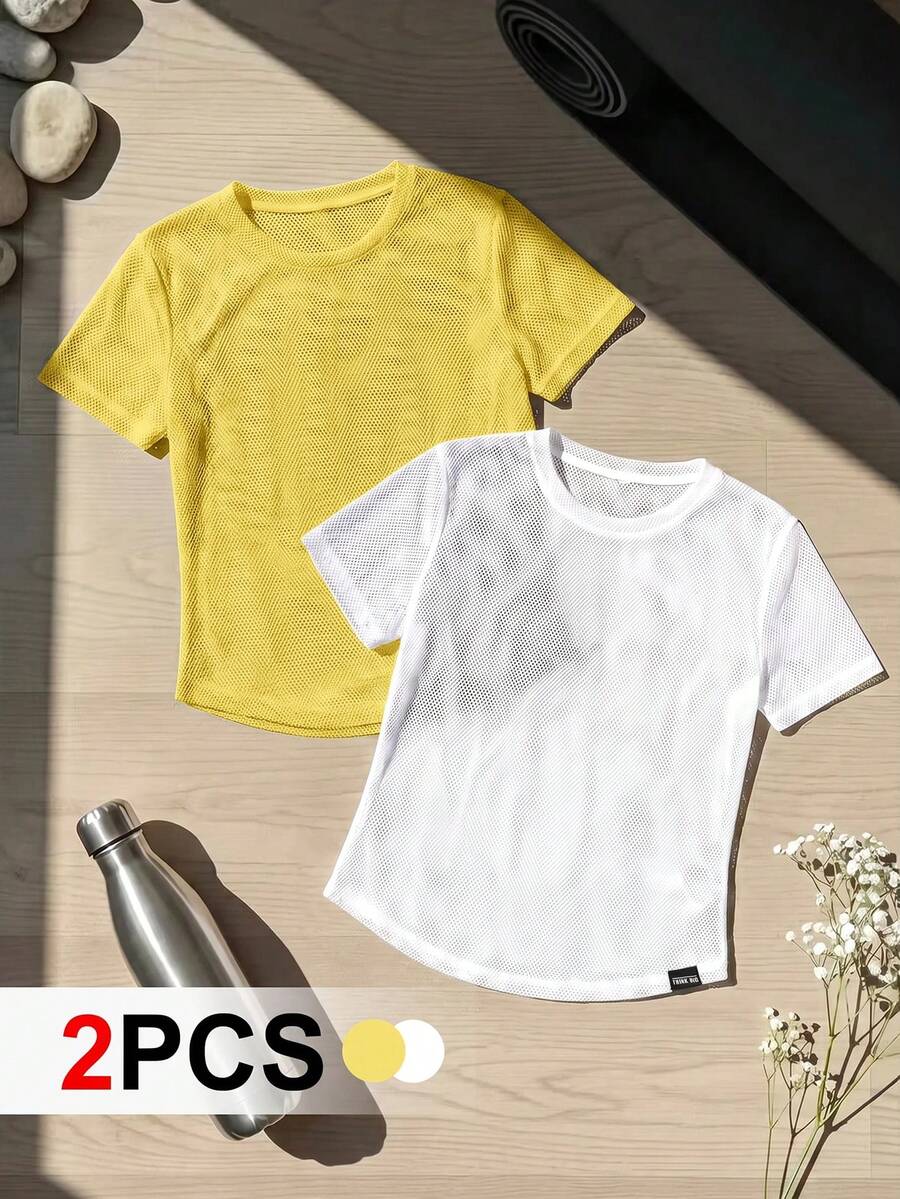 SHEIN Cheerettes 女款素色圓領休閒百搭日常運動T恤 - 彩色 - 查看 1