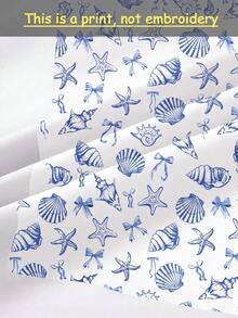 SHEIN EZwear 女士休闲海洋生物印花迷你连衣裙，适合夏季 - 彩色 - 查看 7