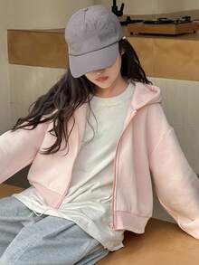 DAZY Tween Girls' Hooded Knit Fleece Sweatshirt Sweatshirt, Fall,Winter - Pink - View 1