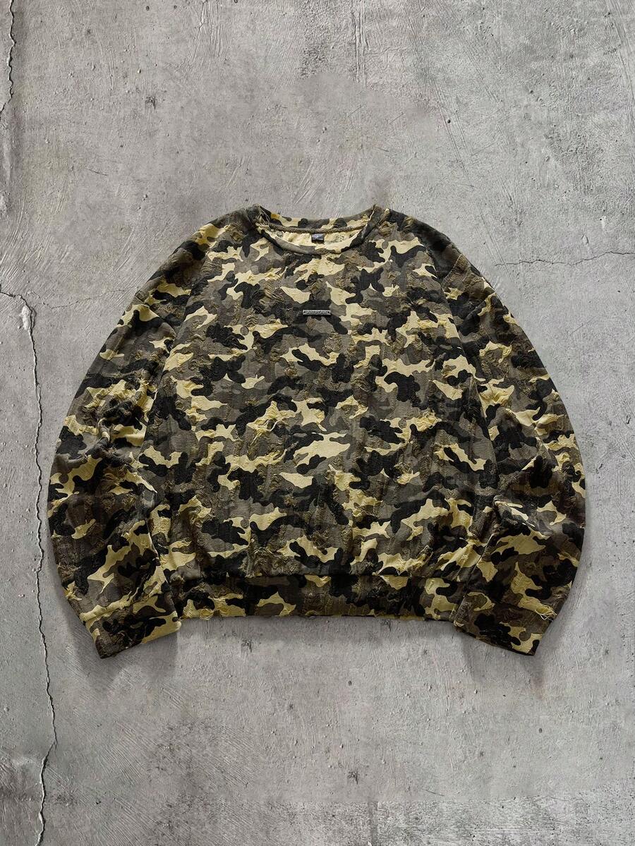 AXEPEAK 男士圓領長袖寬鬆套頭運動衫 - 軍綠色 - 查看 1