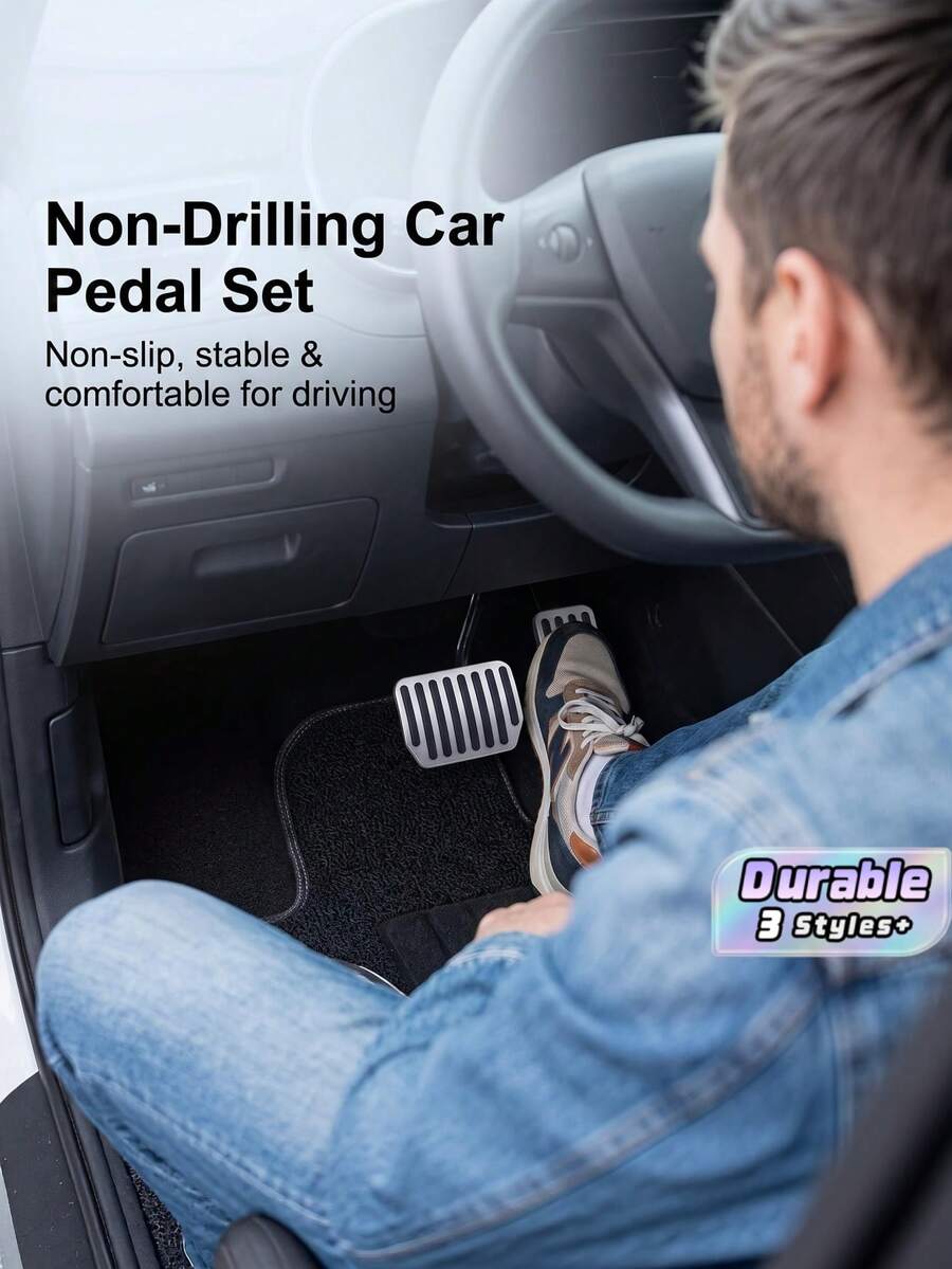 New 2-In-1 Gas Brake Pedal Set, OEM Molded Foot Rest Pedal Cover, Anti-Slip Metal Interior Pedals, Direct No-Drilling Installation - A - View 1