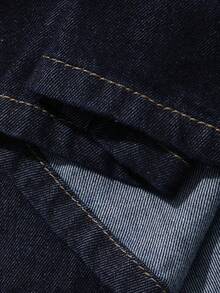 Livesso Bandeau Slim Fit Solid Color Split Line Women's Denim Dress - Dark Wash - View 7