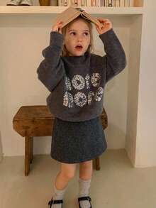 Dazy Kids Young Girl Autumn/Winter Casual Versatile Skirt - Dark Grey - View 4