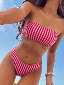 Swim Vcay Women's 2 Pieces Tropical Print Vacation Casual Swimsuit Set - Multicolor - View 1