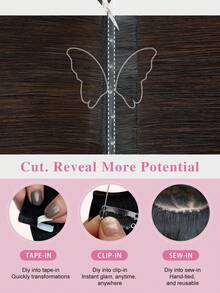 Extensiones de cabello con doble trama invisible sin pegamento de cabello Remy mariposa con microperlas, extensiones de cabello con doble trama de PU, extensiones de trama invisible sin costuras con perlas - S2 - Ver 7