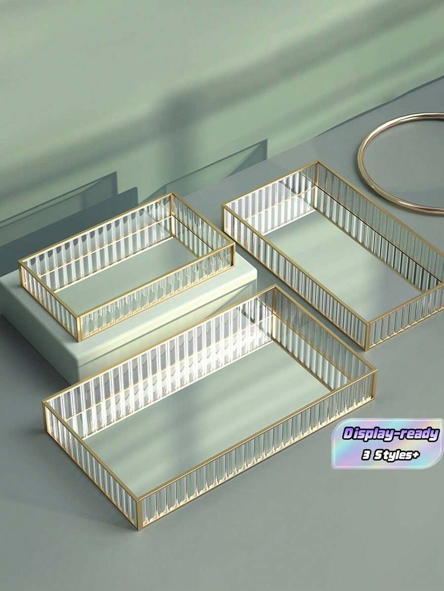 1pc Multifunction Jewelry Tray, Gift For Valentine'S Day And Back To School - Gold - View 1