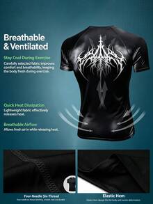 Gym Rark Men's Back Print Crew Neck Short Sleeve Casual Sports T-Shirt, Gym - Black - View 7