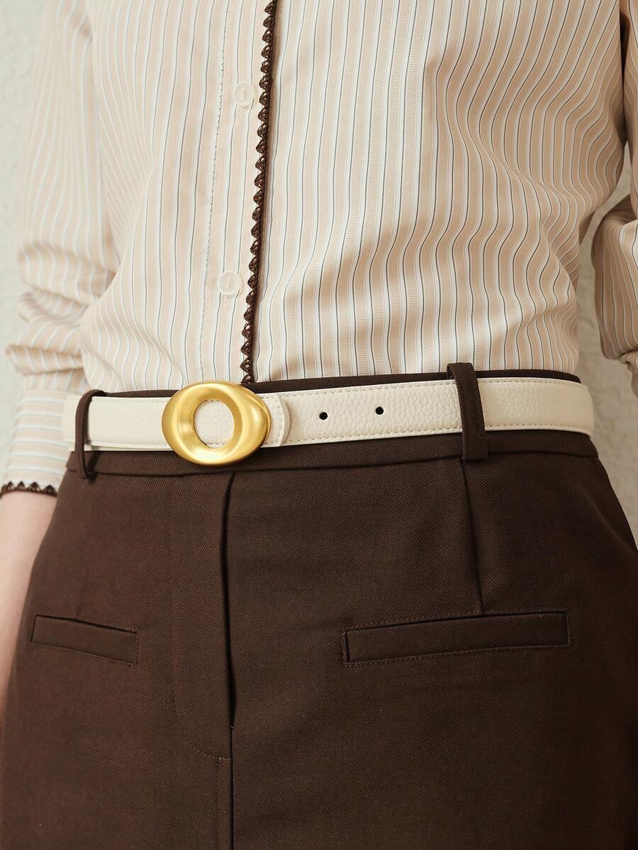 MOTF PREMIUM PRE-BEIGE LYCHEE PATTERN FASHIONABLE COMMUTER BELT - off-white - View 1