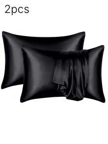 1pc Ice Silk Satin Pillowcase – Soft Breathable Cool Touch Envelope Closure Pillow Cover, Machine Washable, Gift - Multicolor - View 28