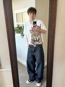 Resyla Men Men's Summer Casual Streetwear Graphic Leopard Print Polo Shirt Vacation Holiday White - Apricot - View 5