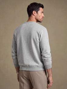 Lornavo Men's Slim Fit Minimalist Commuter Casual Long Sleeve Pullover Sweatshirt High Quality Store Style Business Office Grey Autumn - Light Grey - View 2