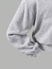 2件組女童連帽長袖拉鍊外套，腰部與袖口收邊，短版連帽衫，鬆緊腰寬鬆寬腿休閒運動長褲 - 灰色 - 查看 4