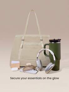 GLOWMODE 25L Maxi Tote Your Glow 防水拉鍊開合 肩背手提包 健身房 工作室 旅行 度假 日常休閒 - 淺卡其色 - 查看 2