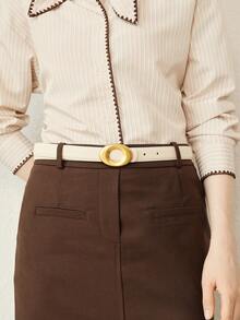MOTF PREMIUM PRE-BEIGE LYCHEE PATTERN FASHIONABLE COMMUTER BELT - off-white - View 7