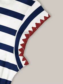 Resyla Plus Size Women's Striped Colorblock Casual Versatile Daily Wear Top - Multicolor - View 4
