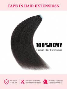 Kinky Straight KKS Curl Black Color Tape In Hair Extensions 100% Remy Human Hair 12-24inches Straight Seamless Skin Weft Tape Hair Extensions 50g/Pack Tape In Hair Tape Ins Hair Extensions - SNatural - View 5