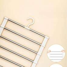 1pc Large Space Anti Slip Multi Layer Wardrobe Storage Rack Save Space Heavy Duty Rust Resistant Adjustable Retractable No Mark Black Magic Ladder Pants Hanger For Bedroom Closet Dormitory Household Daily Storage Organization Home Storage - Multicolor - View 4