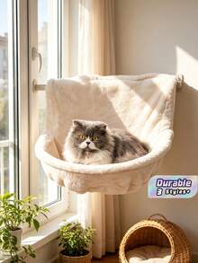 Wall Hanging Cat Hammock, Warm Lamb Fleece Faux Rabbit Fur Suspended Pet Bed Nest - multicolor - View 1