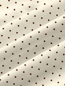 PopScrub Casual Minimalist Scrub Top With Retro Polka Dot Colorblock Print, Suitable For Pet Hospital And Commuting - Multicolor - View 3