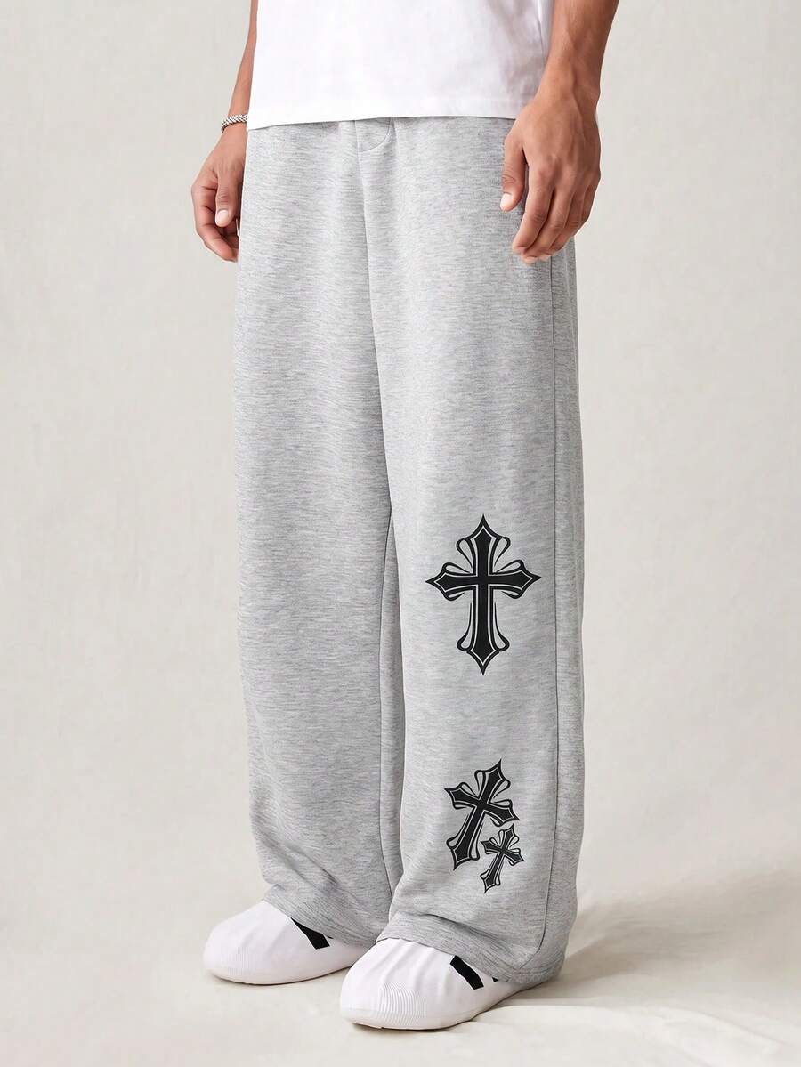 TeenBoys Casual Sports Style Side Print Star Pattern Straight Leg Loose Sweatpants (1pc) - Comfortable & Versatile, High Cost-Performance, Suitable For Back To School, Autumn Outfits And Daily Wear For Teen Boys - Multicolor - View 1
