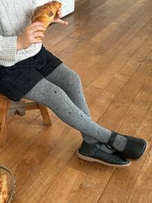 Dazy Kids Young Girls Tight Polka Dot Cute Autumn/Winter Inner Layer Leggings With Feet - Dark Grey - View 1