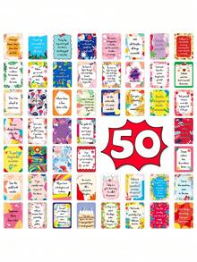 50 Buah Stiker Kutipan Inspiratif, Kartu Motivasi dan Penyemangat untuk Karyawan, Rekan Kerja, Kotak Makan Siang, Catatan Terima Kasih, Laptop, Ponsel, Botol Minum, Hadiah Afirmasi Positif - MultiWarna - View 2