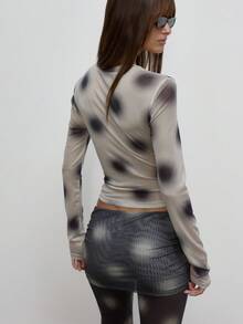 MUSERA Halftone Polka Dot Print Crew Neck Long Sleeve Top Autumn Going Out Everyday Girly Sweet Mischief Fall Autumn Winter - Multicolor - View 5
