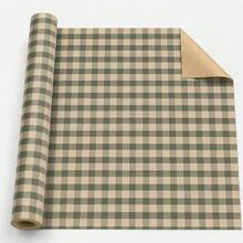 5m Roll Kraft Paper With Green Plaid Pattern, 43cm X 500cm Thick Gift Wrapping Paper For Christmas, New Year, Birthday, Bachelorette Party, Holiday Decoration - Green Plaid - 5m - View 11