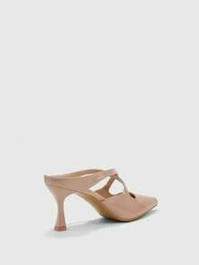 CUCCOO BIZCHIC Women's Pointed Toe High-Heeled Apricot Striped Women's High-Heeled Shoes Are Simple And Elegant, Daily Versatile Commuting To Work Fall Shoes - Apricot - View 3