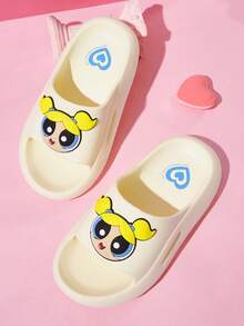 THE POWERPUFF GIRLS X SHEIN 可愛卡通女孩拖鞋，幼兒與兒童快乾浴室拖鞋，輕量耐用 EVA 材質，適合室內外穿著 - 藍白色 - 查看 9
