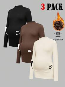 Modmama Maternity Casual Solid Color Slim Fit T-Shirt For Autumn/Winter Fall - Apricot - View 2