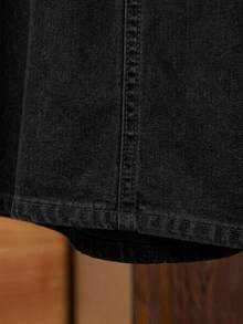 Modelyn Plus Size Short Sleeve Top & Denim Skirt 2 Pieces Set - Black - View 3