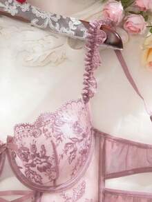 SHEIN Conjunto sexy de 2 piezas con bordado transparente - Rosa vieja - Ver 4