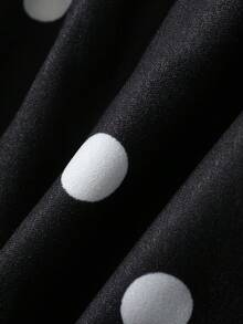 DAZY Kaos Wanita Motif Polkadot dengan Hiasan Ruffle di Bagian Bawah dan Resleting, Lengan Panjang, Kasual Elegan, Atasan Lucu untuk Acara Santai, Warna Hitam Putih, Musim Gugur - Putih - View 3