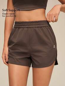 OutZeal Women Outdoor Shorts Gym Workout Elastic Waist Mesh Panel Running Shorts Summer - Coffee Brown - View 3