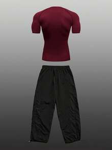 Gym Rark Men's Geometric Print Raglan Short Sleeve T-Shirt And Long Pants Sports Set - Black - View 2