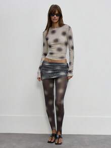 MUSERA Halftone Polka Dot Print Crew Neck Long Sleeve Top Autumn Going Out Everyday Girly Sweet Mischief Fall Autumn Winter - Multicolor - View 3