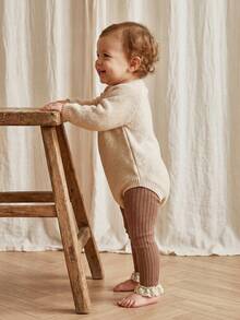Cozy Pixies 1件裝，適合嬰兒與兒童，純色蕾絲條紋九分褲襪，四季皆宜 - 彩色 - 查看 2