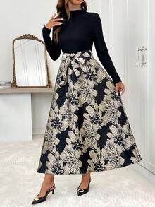 SHEIN Clasi Women's Floral Print Long Sleeve Elegant Dress - Black - View 5