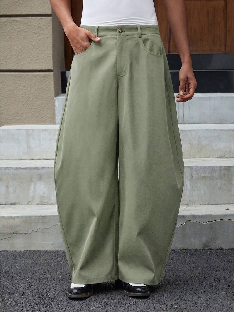 SWAVVY Pantalones de pierna ancha con estampado de letras para uso diario casual para hombres - Gris Oscuro - Añade 2