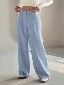 Flirla Women's High-End Elegant Slimming Casual Wide-Leg Pants Fall Cloth For Women - Blue - View 4