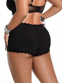 AltBold Plus Size Women's Lace Patchwork Casual Everyday Hipster Panties - Black - View 2