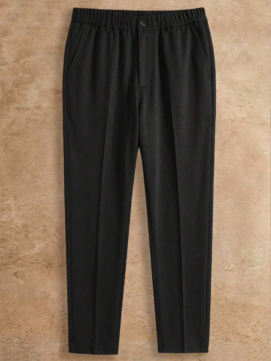 EASEVO Men's Plus Size Casual Versatile Solid Color Dress Pants - Black - View 1