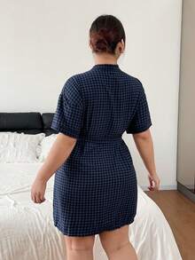 Napfluff CURVE Napfluff CURVE Casual Plaid Short Sleeve Comfortable Plus Size Nightgown - Multicolor - View 2