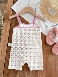 Baby Girl Casual Cartoon Print Suspender Romper Suitable For Spring And Summer - Multicolor - View 2