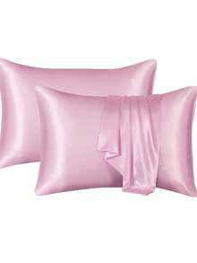 1pc Ice Silk Satin Pillowcase – Soft Breathable Cool Touch Envelope Closure Pillow Cover, Machine Washable, Gift - Multicolor - View 6