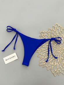 SHEIN Swim Summer Beach Tie Side Bikini Thong - Royal Blue - View 4